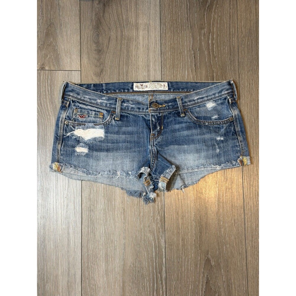 Vintage Hollister Ultra Low Rise Micro Mini Denim Shorts Size 7 Y2K